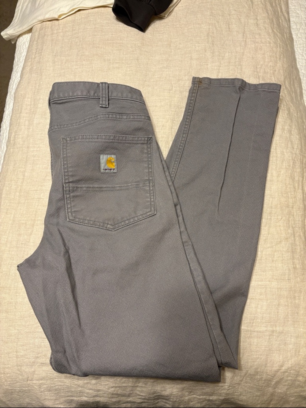 Carhartt Gray Work Pants with Logo Patch